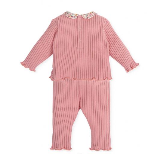 TUTTO PICCOLO Conjunto de bebé niña de camiseta y pantalón en color rosa PETALO de canalé   [1]