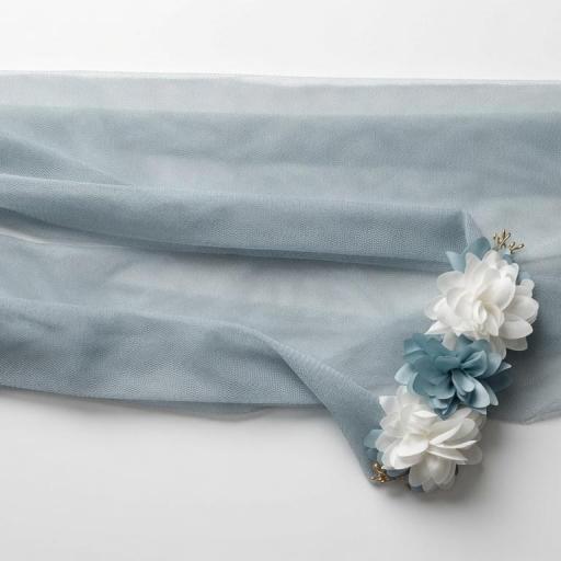 PAZ RODRIGUEZ BANDA PARA CINTURA DE VESTIDO CEREMONIA CON FLORES AZUL AGUA REF 080-150638
