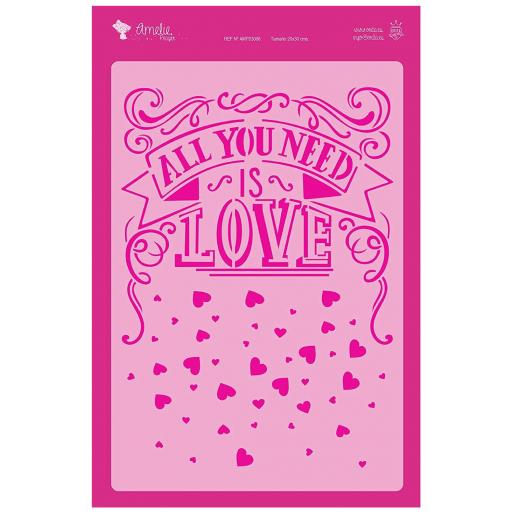 FONDO ALL YOU NEED IS LOVE AMELIE STENCIL -03008   20X30CM