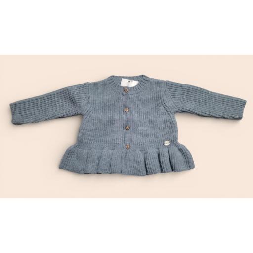 MARTIN ARANDA CHAQUETITA DE PUNTO NIÑA CON VOLANTE COLOR CELESTE REF 045-10130