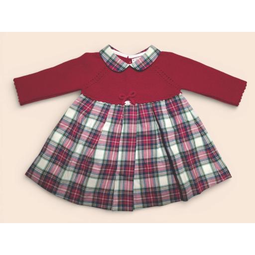 MARTIN ARANDA VESTIDO CUADROS CON PARTE SUPERIOR DE PUNTO ROJO REF: 047-30146