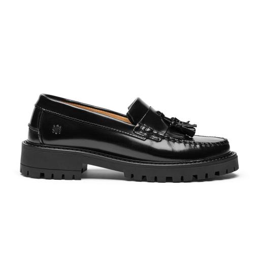 Mocasín borlas y flecos cuero negro Mod. LULA 2.0 [1]