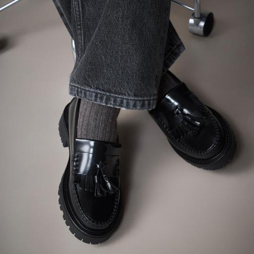 Mocasín borlas y flecos cuero negro Mod. LULA 2.0 [2]