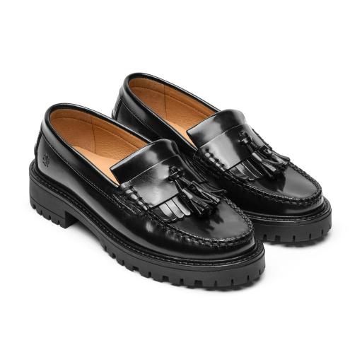 Mocasín borlas y flecos cuero negro Mod. LULA 2.0 [0]