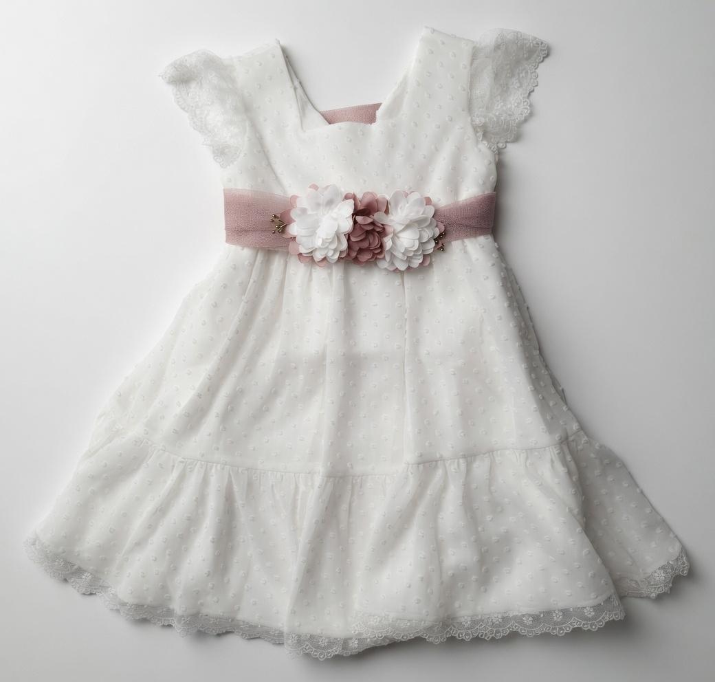 PAZ RODRIGUEZ VESTIDO CEREMONIA PLUMETY CON PUNTILLA Y FLORES REF 004-151387