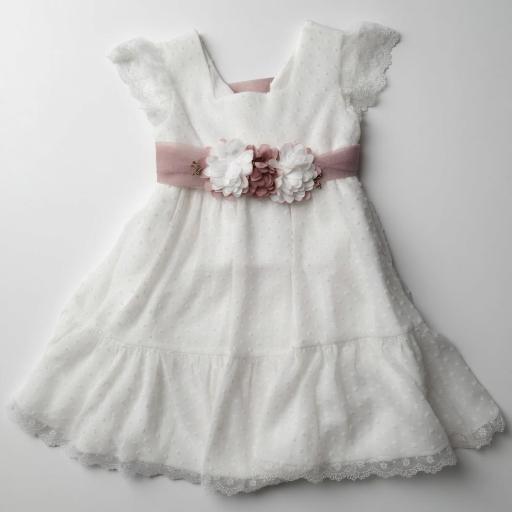 PAZ RODRIGUEZ VESTIDO CEREMONIA PLUMETY CON PUNTILLA Y FLORES REF 004-151387