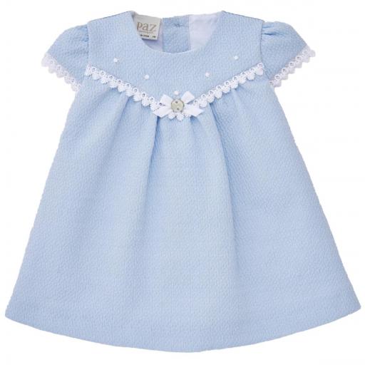 PAZ RODRIGUEZ VESTIDO PIQUE LECER COLOR AZUL CIELO