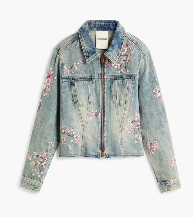 DESIGUAL CHAQUETA DENIM FLOWERS