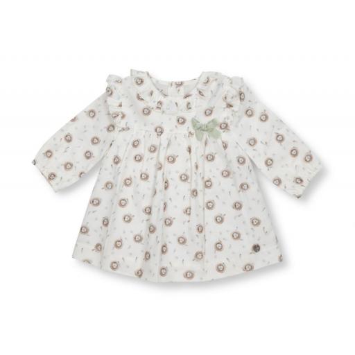 PAZ RODRIGUEZ VESTIDO ESTAMPADO NIDOS COLOR VERDE EMPOLVADO REF 004-150200