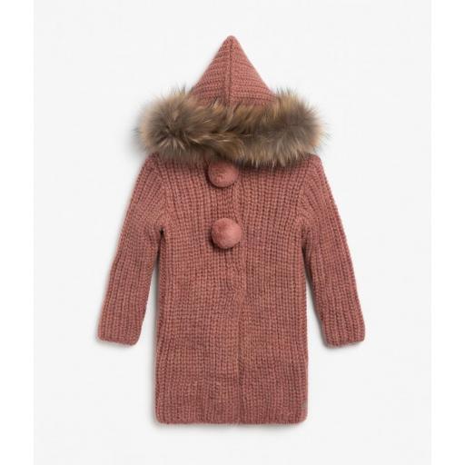 PAZ RODRIGUEZ ABRIGO DE PUNTO CON PELO NATUURAL MOON COLOR TEJA REF: 009-30859