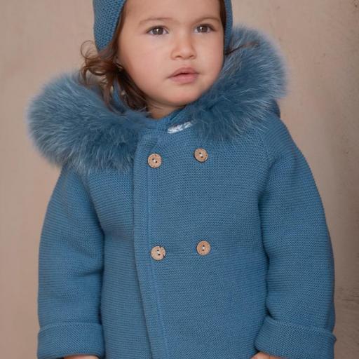 MARTIN ARANDA ABRIGUITO EN PUNTO FORRADO CON PELITO NATURAL DESMONTABLE COLOR TURQUESA REF 019-10133  [2]