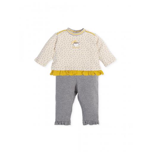 TUTTO PICCOLO Conjunto de bebé niña de camiseta y leggins con estampado de plátanos  [0]