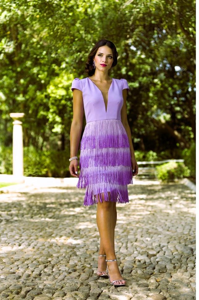 VESTIDO COCTEL FLECOS.