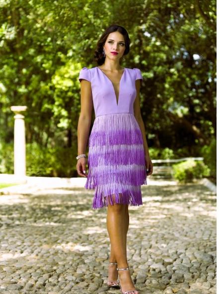 VESTIDO COCTEL FLECOS.