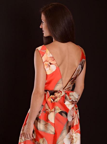 VESTIDO LARGO DE MIKADO. [1]