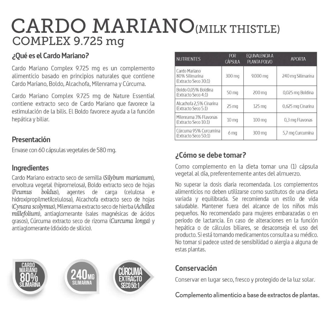 CARDO MARIANO EXTRACTO SECO - NATURE ESSENTIAL - 200 MG - 50 CÁPSULAS