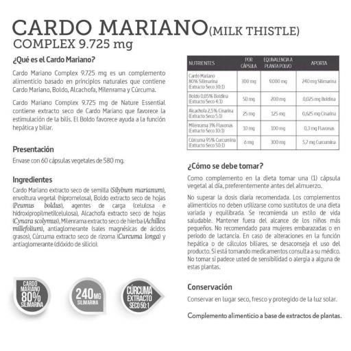 Cardo mariano (complex) 9.725 mg. 60 capsulas vegetales [3]