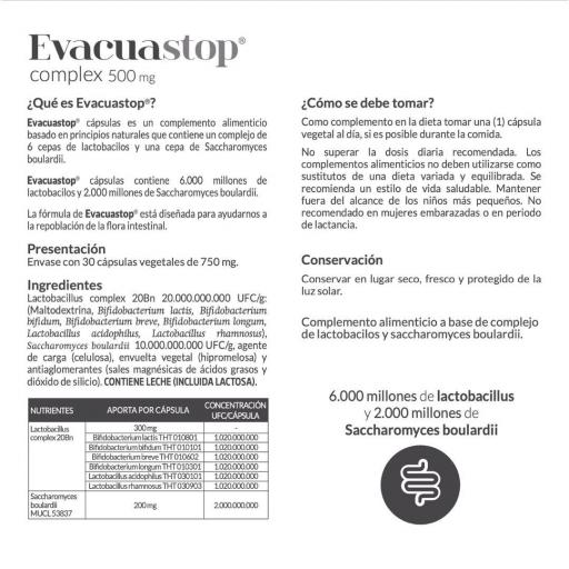 Evacuastop® 500 mg. 30 capsulas vegetales [3]
