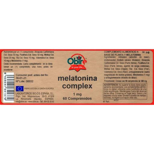 Melatonina 1 mg. (complex) 60 comprimidos [2]