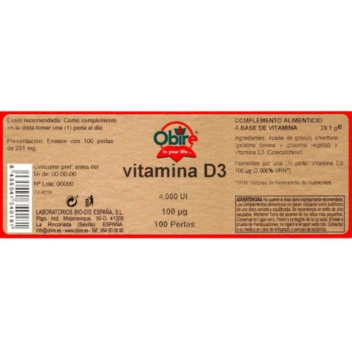 Vitamina D3 100 mcg. (4000 U.I) 100 perlas [2]
