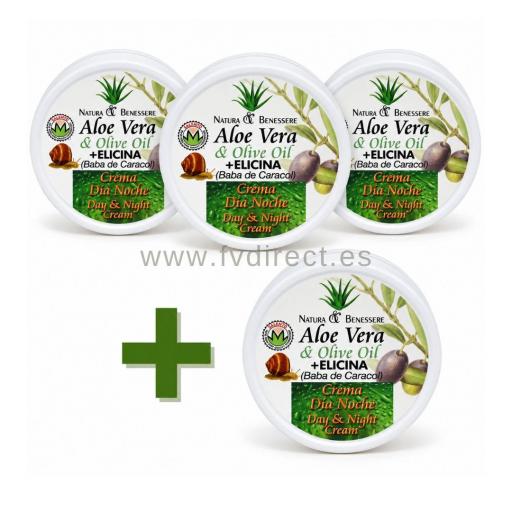 Crema Aloe Vera & Olive Oil + Elicina 3+1 de Regalo – Pack 4 Uds.