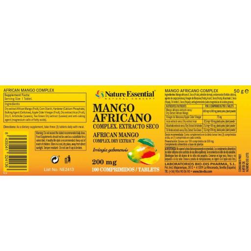 Mango africano (complex) 200 mg. (ext. seco) 100 comprimidos [2]