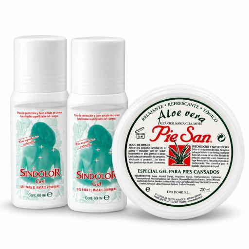 Pack 2 Gel SinDolor Roll On + PieSan Gel Aloe Vera 200 ml
