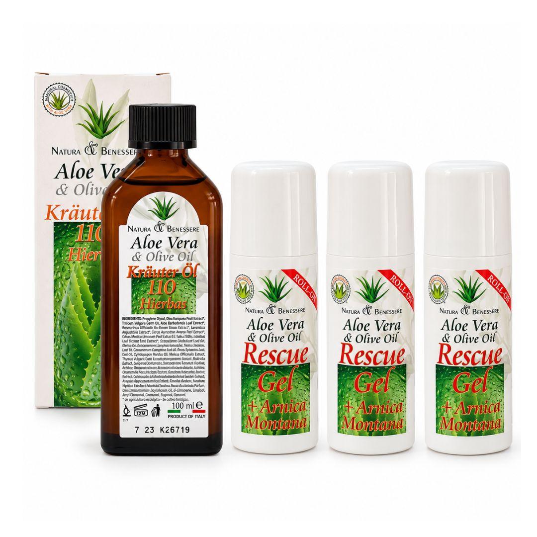 Pack Ahorro 3 Rescue Gel + 1 Kräuter Öl 110