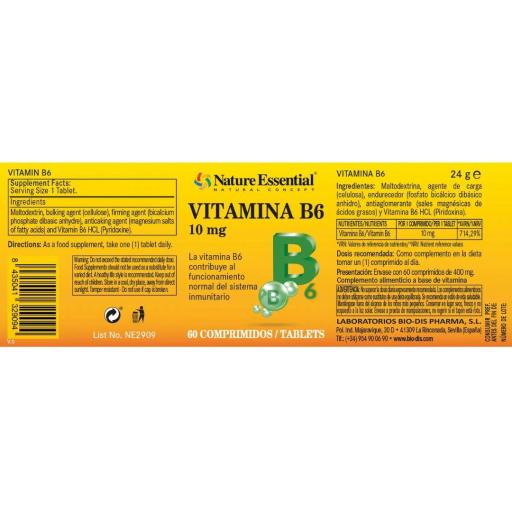 Vitamina B-6 10 mg. 60 comprimidos [1]