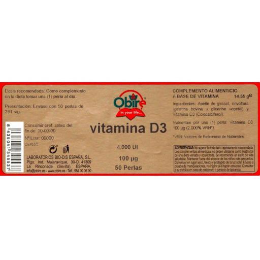 Vitamina D3 100 mcg. (4000 U.I) 50 perlas [2]