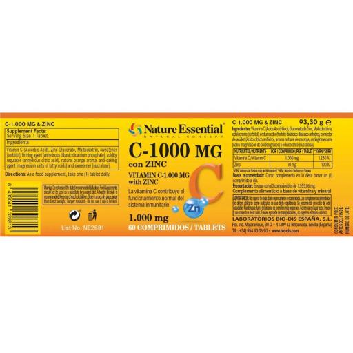 Vitamina C 1000 mg + zinc 10 mg. 60 comprimidos [2]
