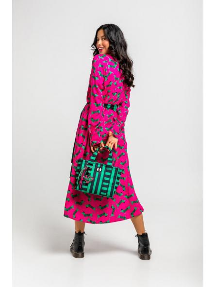 Camisero Largo Sencillo De Estampado De Perritos Fuscia Y Verde - Más Rara Que Un Perro Verde de la marca lolina [1]