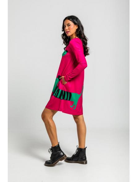 Vestido Corte A De Estampado De Perritos Fuscia Y Verde - Más Rara Que Un Perro Verde de la marca lolina [1]