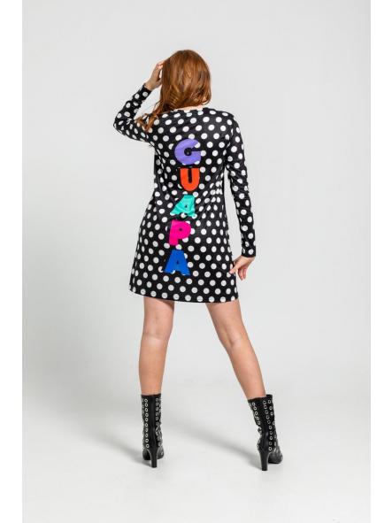 Vestido Mini De Estampado De Topos Monocromático Blanco Y Negro - Guapa de la marca lolina [1]