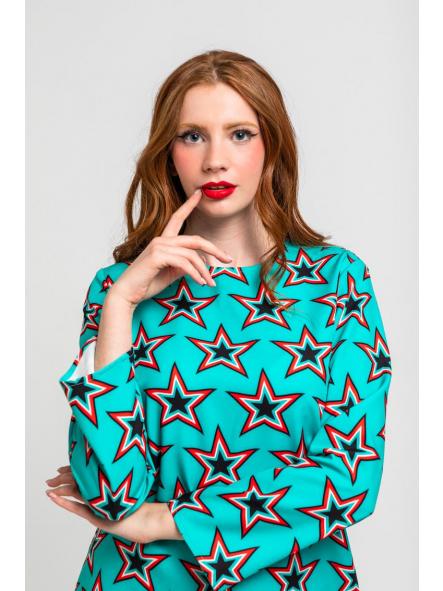 Vestido Cuello Redondo Corte A De Estampado De Estrellas Bowie - Starwoman de la marca lolina [1]