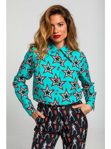 Camisa Sencilla Maxicuello De Estampado De Estrellas Bowie - Starwoman de la marca lolina [1]