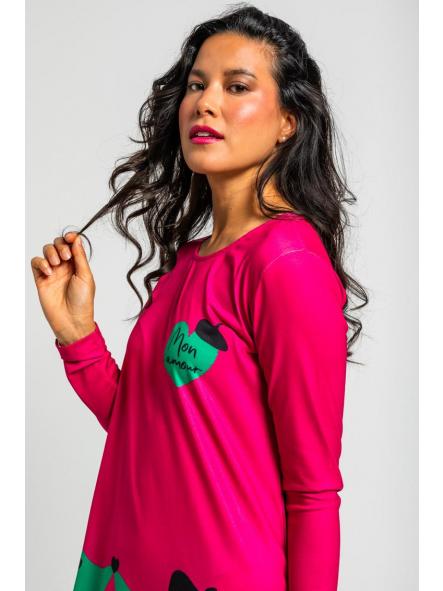 Vestido Corte A De Estampado De Perritos Fuscia Y Verde - Más Rara Que Un Perro Verde de la marca lolina [2]