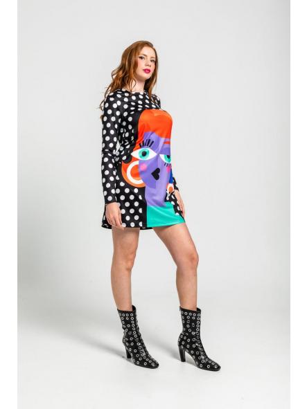 Vestido Mini De Estampado De Topos Monocromático Blanco Y Negro - Guapa de la marca lolina [2]