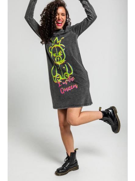 Vestido Mini Algodón Desgastado De Grafitti Urbano - I'm The Queen de la marca lolina [3]