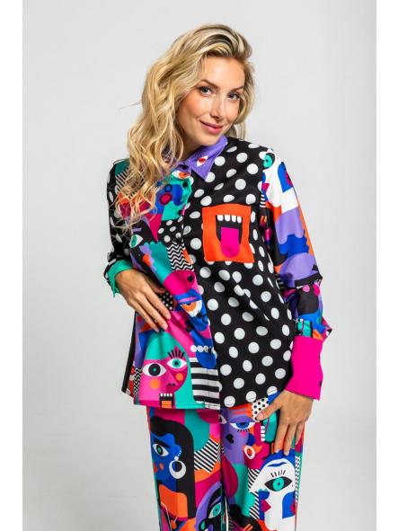 Camisa Combinada De Estampado Geométrico Caras Picasso - ImPERFECTA de la marca lolina [3]