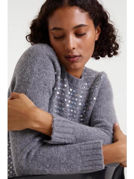 Jersey de punto gris con detalles en lentejuela de la marca compañía fantástica [3]