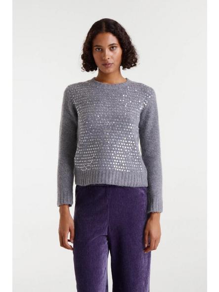 Jersey de punto gris con detalles en lentejuela de la marca compañía fantástica [0]