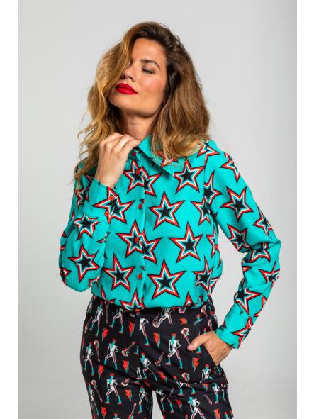 Camisa Sencilla Maxicuello De Estampado De Estrellas Bowie - Starwoman de la marca lolina [0]