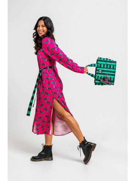 Camisero Largo Sencillo De Estampado De Perritos Fuscia Y Verde - Más Rara Que Un Perro Verde de la marca lolina [0]