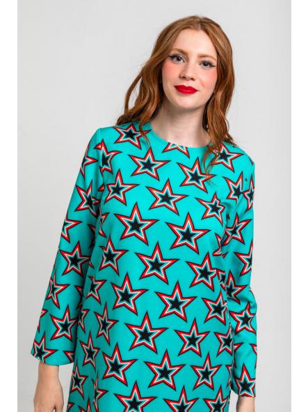 Vestido Cuello Redondo Corte A De Estampado De Estrellas Bowie - Starwoman de la marca lolina
