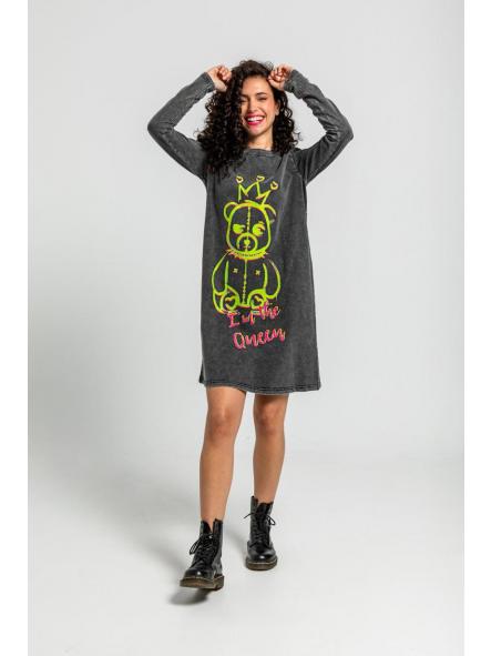 Vestido Mini Algodón Desgastado De Grafitti Urbano - I'm The Queen de la marca lolina [0]