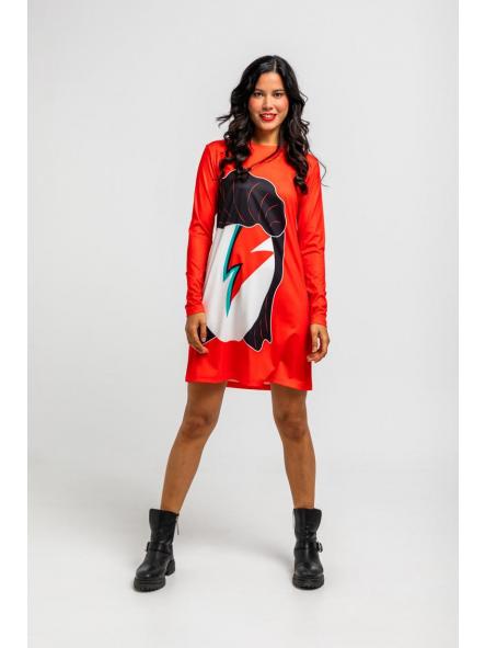Vestido Mini Rojo De Estampado Bowie - We Can Be Heroes de la marca lolina