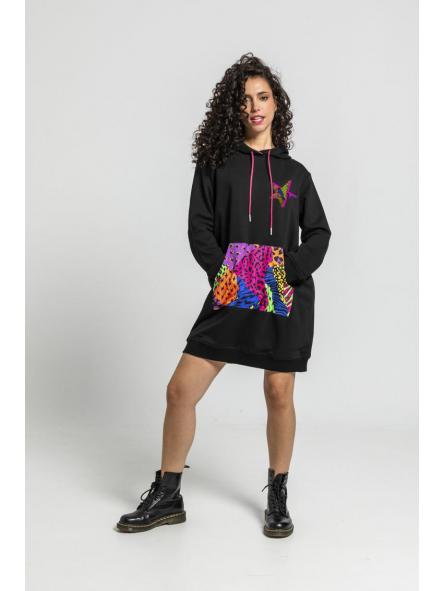 Vestido Sudadera De Estampado Variado De Animal Print - Caótica de la marca lolina