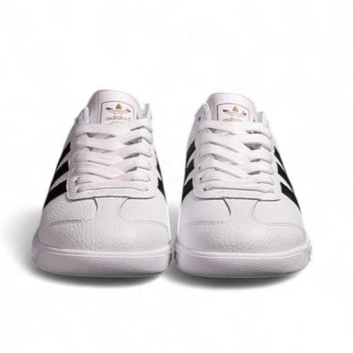 Adidas Hamburg Blanco con Líneas Negras – Zapatillas Retro de Ante y Suela Goma [0]