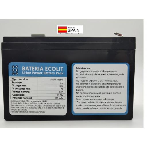 Batería de litio multiuso BATECO ECOLIT 12v-18Ah  [1]